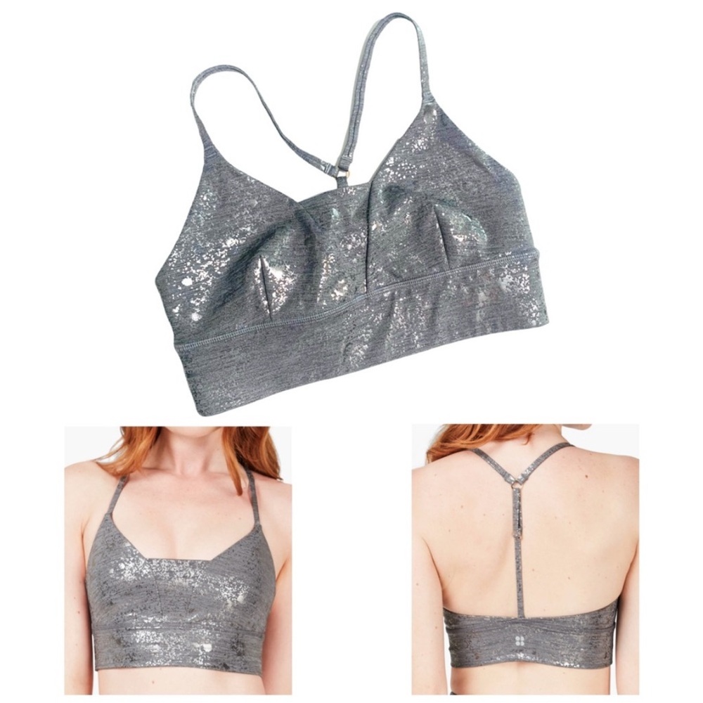 Sweaty Betty Women's Disco Metallic
Sports Bra Grey Terrazzo Foil Print Size XS